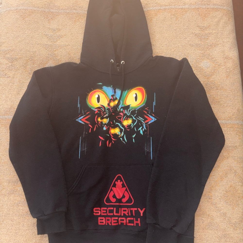 Security Breach Black Long Sleeve Hoodie with Neon Graphic